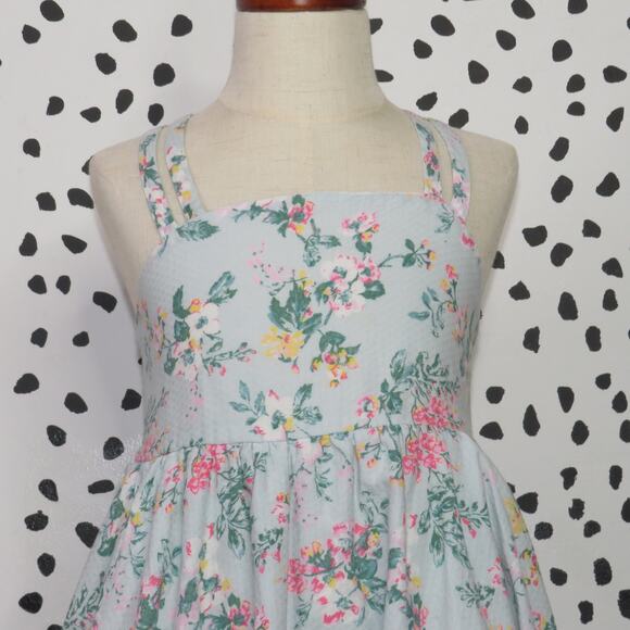 The Prairie by Rachel Ashwell Blue Floral Print Girls Handkerchief Dress - Picture 2 of 6